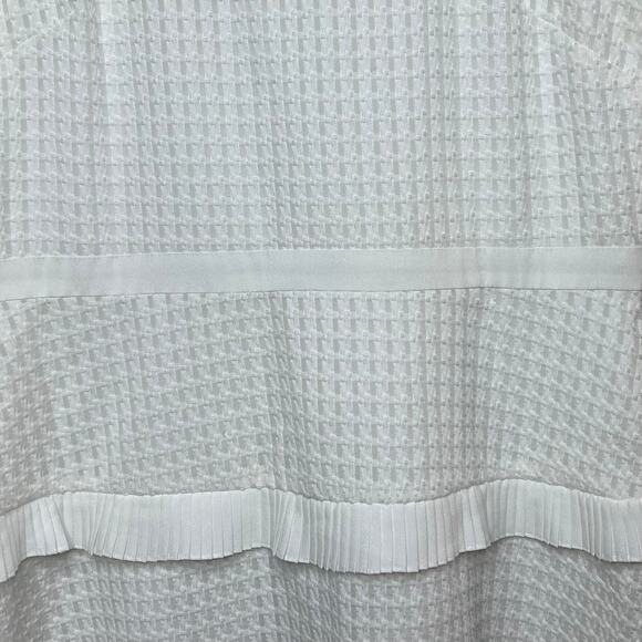 Kensie White Dress Size 14 Lace Top Tiered Pleated Ribbon Short Sleeves - Picture 8 of 14